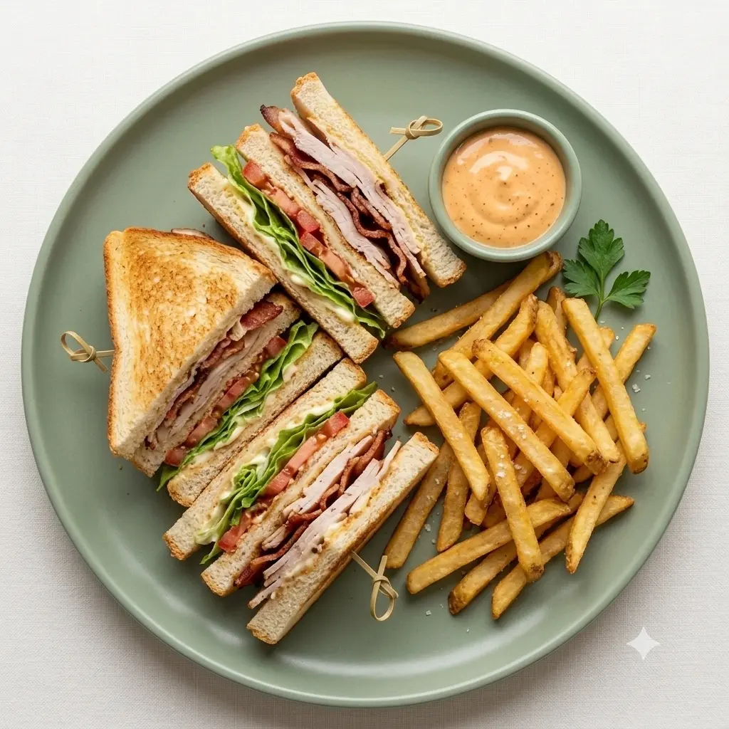 Club Sandwich with French Fries